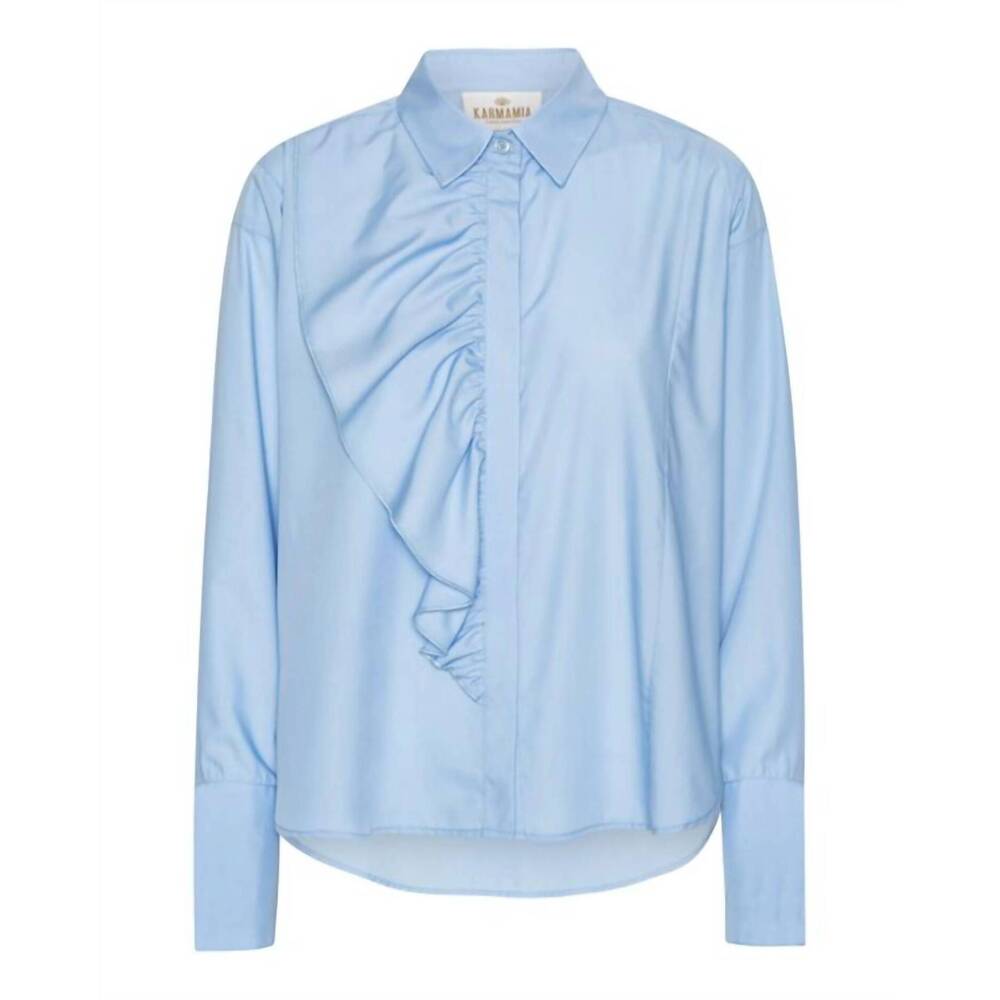 NEW KARMAMIA women's drew shirt in sky blue cotton